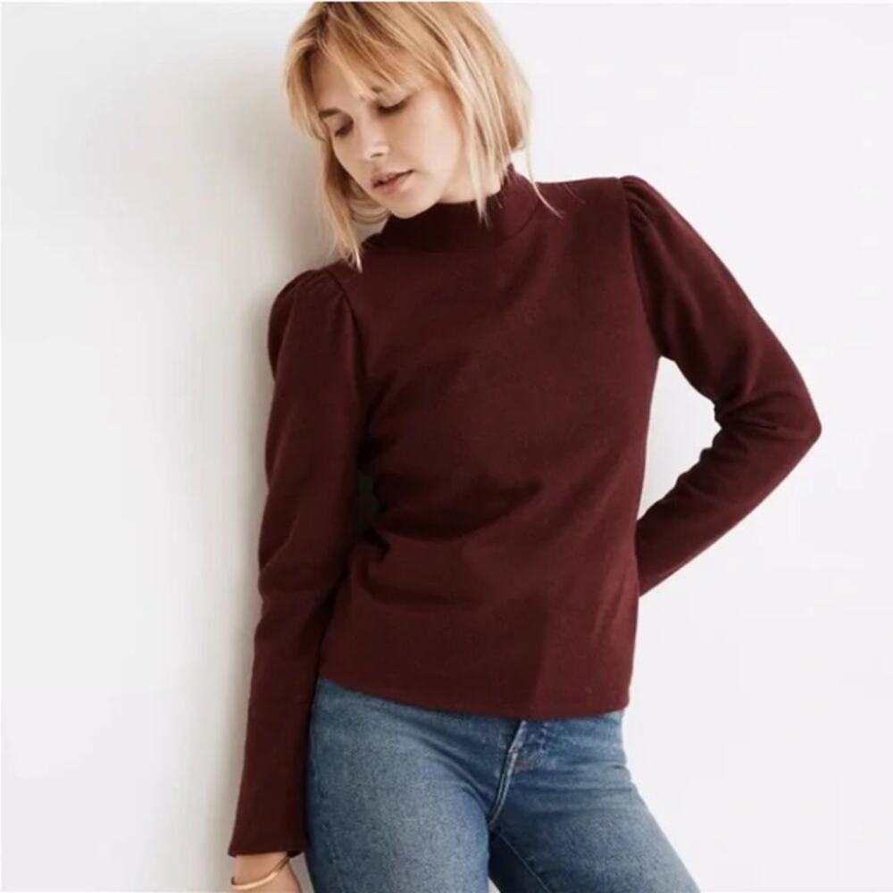 Madewell Plush Mock Neck Puff Sleeve Top Size XS